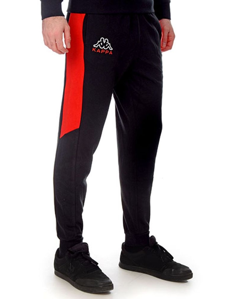 Trainingshose KAPPA LOGO EGON Gebürstete Baumwolle mit Taschen Sport Street  Man Schwarz Rot